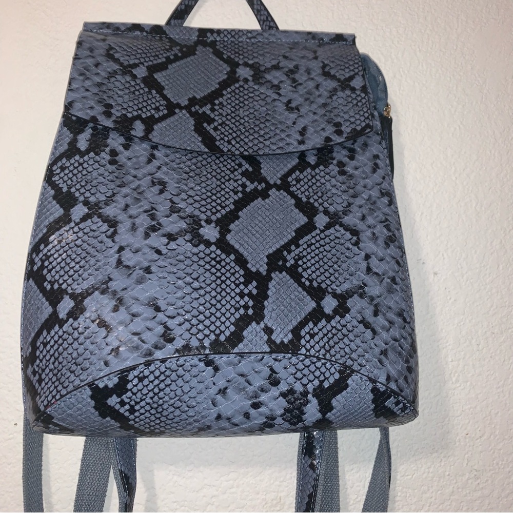 Snakeskin Print Blue and Black Backpack